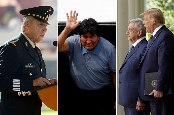 Salvador Cienfuegos, Evo Morales, AMLO y Trump