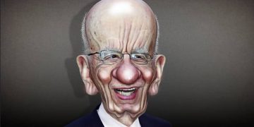 Rupert Murdoch, caricatura, escándalo, medios comunicación