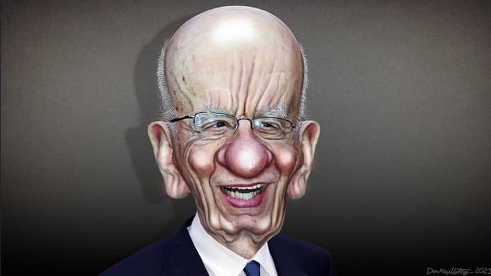 Rupert Murdoch, caricatura, escándalo, medios comunicación
