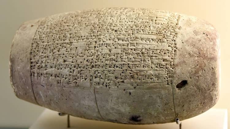 historia, inscripción cuneiforme cilíndrica