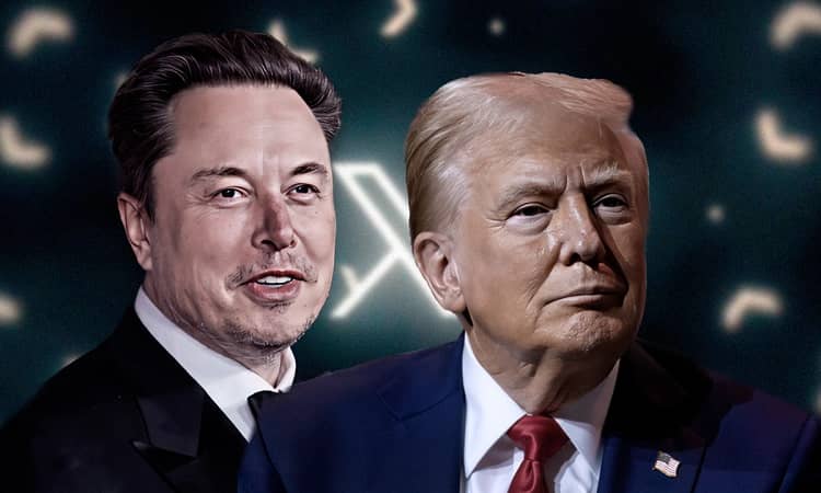 musk y trump en X