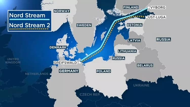 nord stream 1 y 2 mapa, alemania, rusia