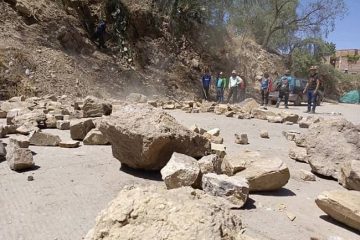 Punto de bloqueo en la carretera Cochabamba - Oruro