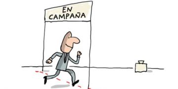 Candidatos, carrera electoral, caricatura
