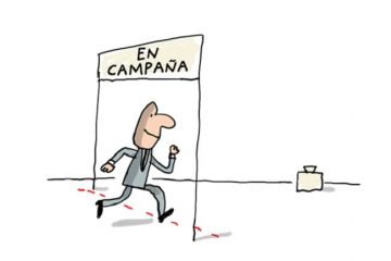 Candidatos, carrera electoral, caricatura