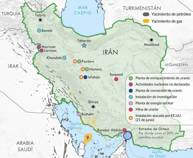 mapa programa nuclerar de Irán