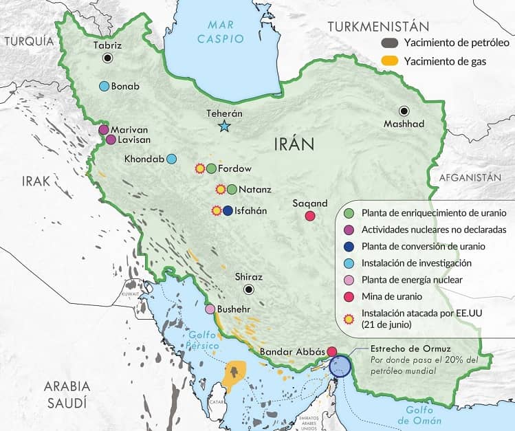 mapa programa nuclerar de Irán