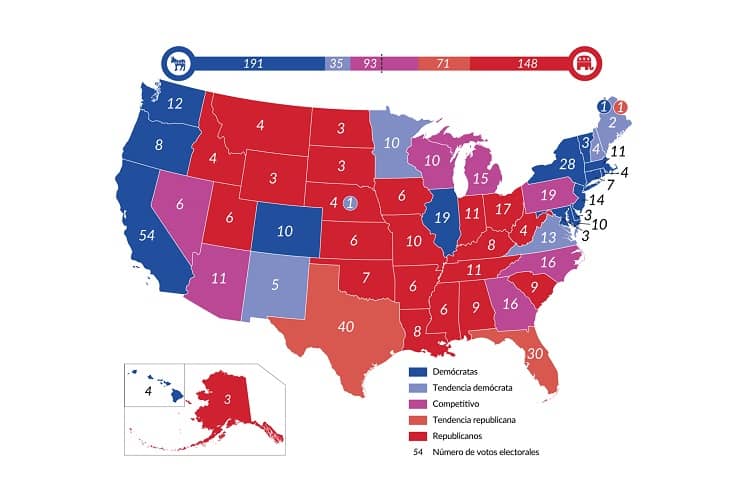 Mapa de los feudos electorales EEUU