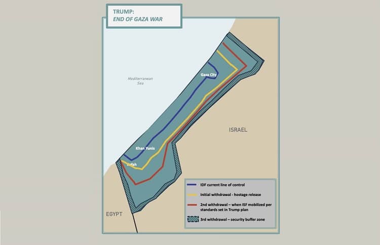 Mapa del plan de Trump para la paz en la Franja de Gaza. Fuente: La Casa Blanca.