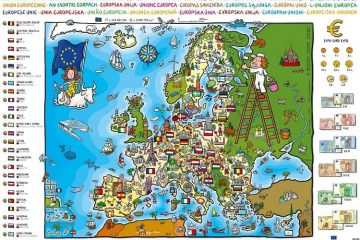 mapa ilustrado Uniñón europea 2023
