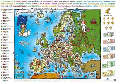 mapa ilustrado Uniñón europea 2023