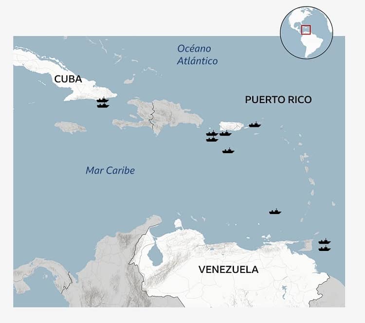 ´eeuu ffaa en el mar caribe de venezuela mapa satelital Marine Traffic ed BBC