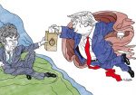 milei y trump, divinos, caricatura