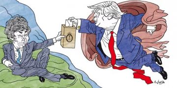 milei y trump, divinos, caricatura