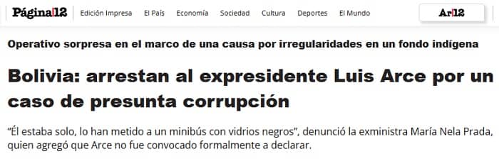 página 12 argentina, detención luis arce
