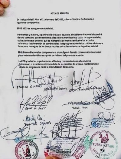 acuerdo cob ministro de PAz