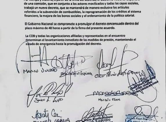 acuerdo cob ministro de PAz