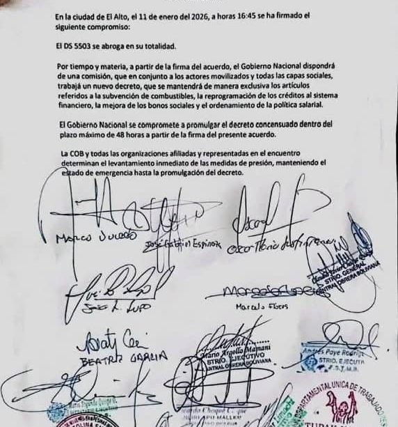 acuerdo cob ministro de PAz