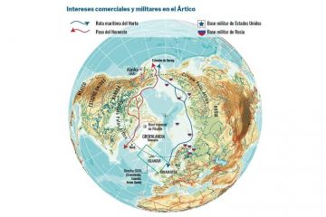 Groenlandia mapa rutas comerciales y bases militares