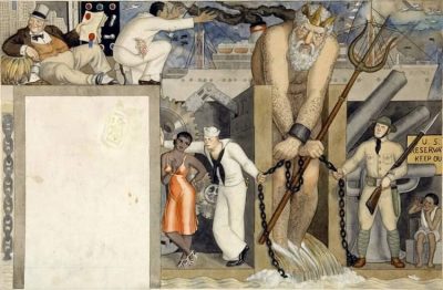 neptuno encadenado, mural de Fernando Leal, mexico