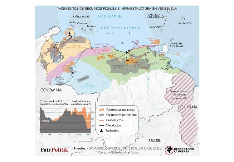 venezuela mapa recursos hidrocarburíferos e infraestructura