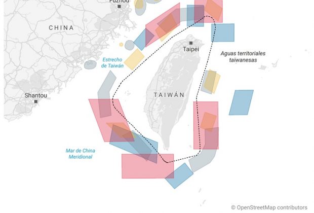zonas entrtenamiento chino sobre taiwán