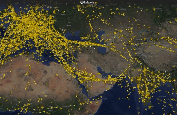 tráfico aéreo europa asia, guerra en irán