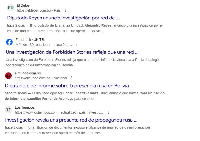 investigaciones sobrre desinformación bolivia