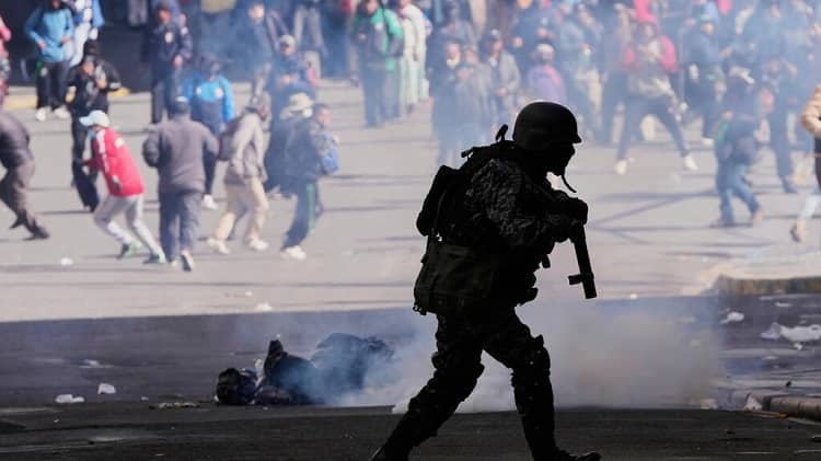 Protesta antigubernamental en La Paz, Bolivia, el lunes 25 de mayo de 2026.
