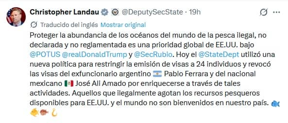 Eeuu retira visa ex funcionario argentino