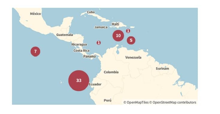 mapeo ataques de eeuu en el mar caribe y pacífico