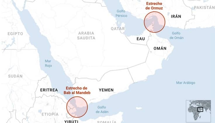 irán estrecho ormuz y bab al mandeb