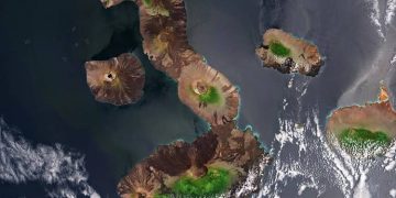 islas galápagos desde el espacio