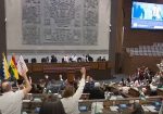 Asamblea Legislativa en la aprobación del estado de excepción. Foto: Captura Vicepresidencia del Estado Plurinacional.