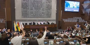 Asamblea Legislativa en la aprobación del estado de excepción. Foto: Captura Vicepresidencia del Estado Plurinacional.