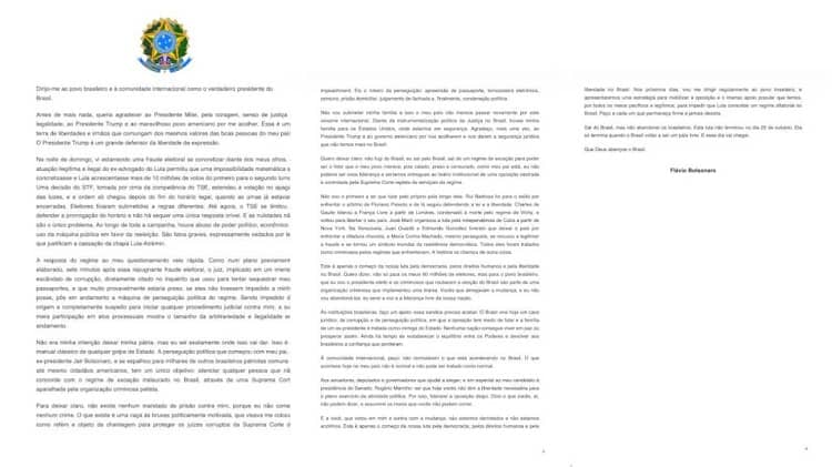 Carta editada de Flavio Bolsonaro