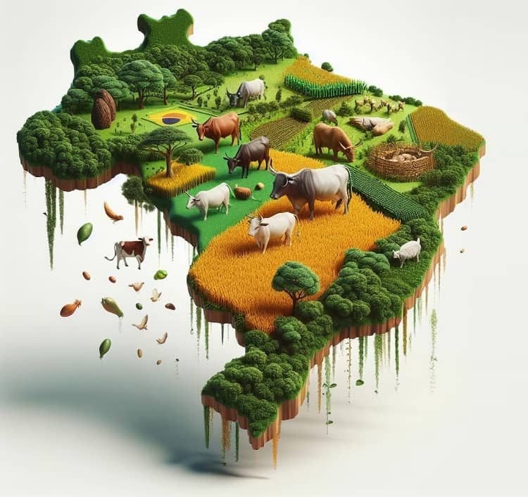 brasil materias primas, ganadería, soya