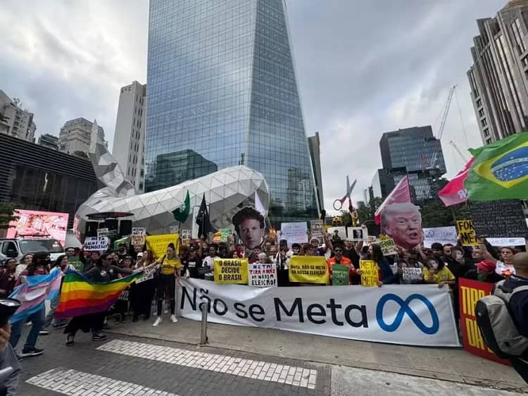 protestas contra intromisión digital de MEta en elecciones brasil 2026